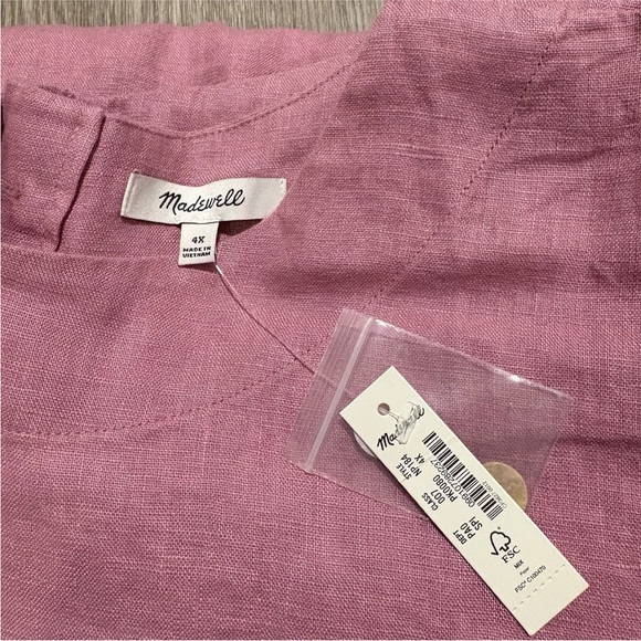 Madewell NWT Plus Bateau-Neck Tank in 100% Linen 4 XL Shaded Pink - Picture 8 of 10